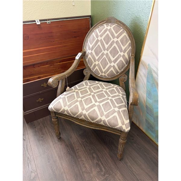 Carved Wood Padded Decorator Armchair