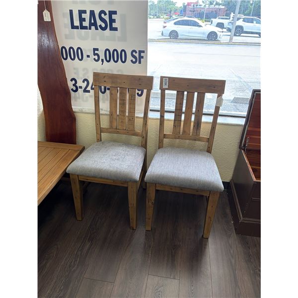 Distressed Padded Slatback Chairs - Pair