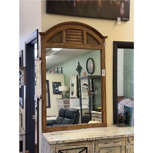 Louver Arched Top Oak Mirror - No Shipping