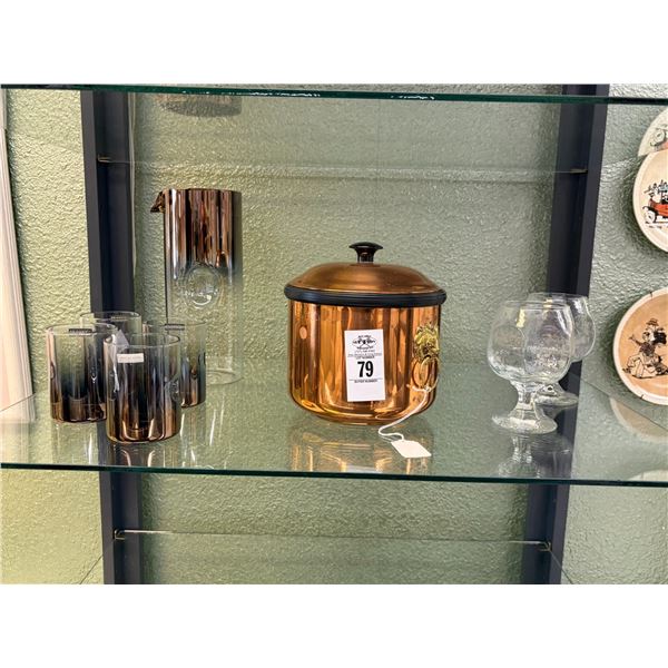 Copper Lidded Bin, Cocktail Glass Set