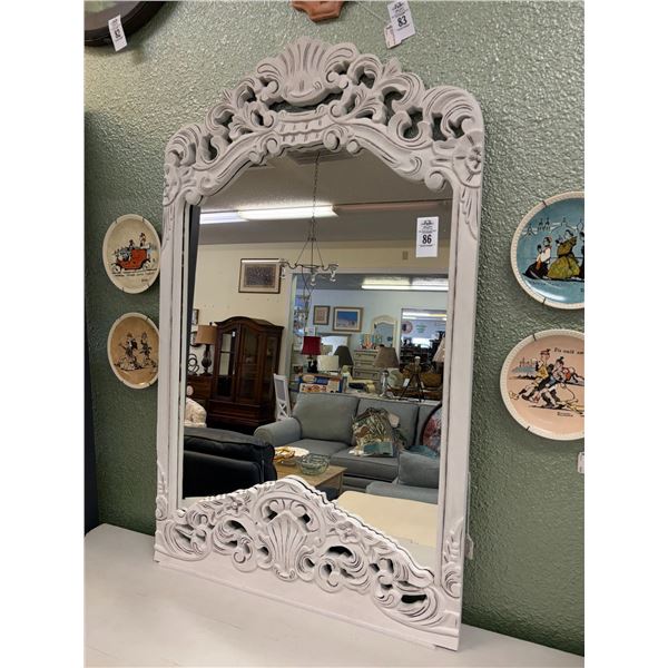 Ornately Carved White Mirror - No Shipping