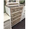Image 1 : White/Brown Rope Front 5 Drawer High Boy Dresser w/Mirror