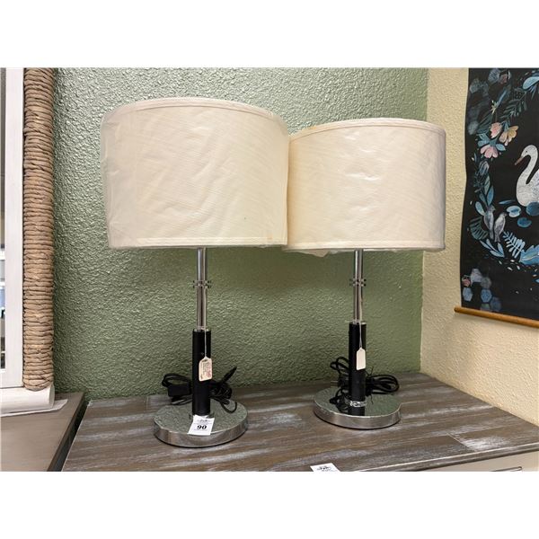Chrome/Black Decorator Lamps - Pair