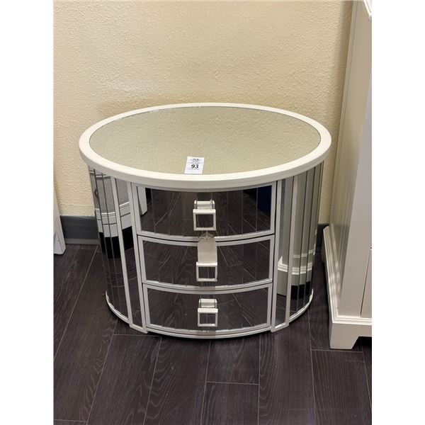 Oval 3 Drawer Mirrored End Table