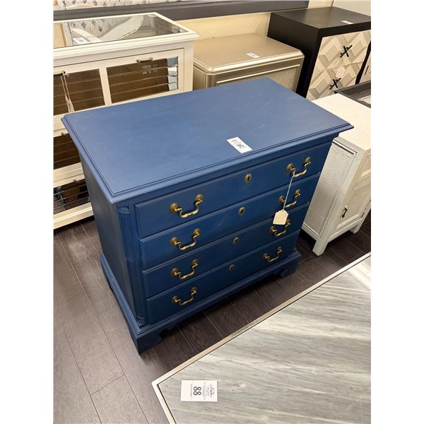 Navy Painted Brass Trim  4 Drawer Chest