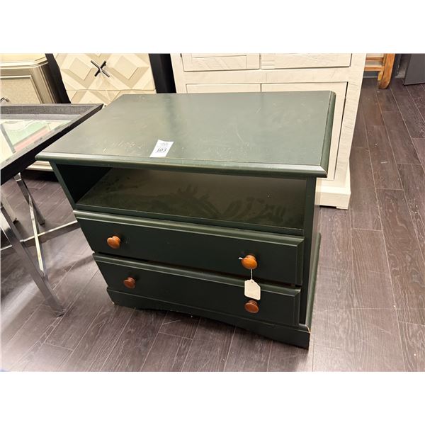 Green w/Oak Pull 2 Drawer Nightstand