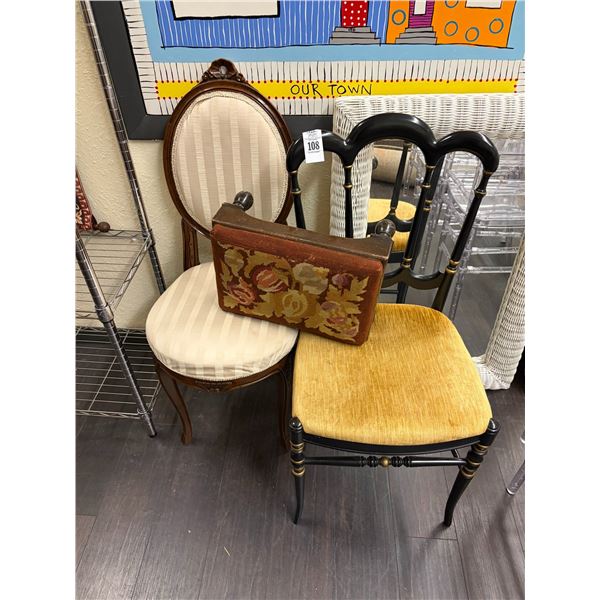 Antique Padded Chairs 2, Needlepint Foot Stool