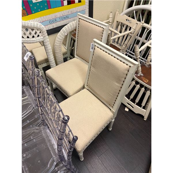 Bone/Beige Trim Padded Dining Chairs - Pair