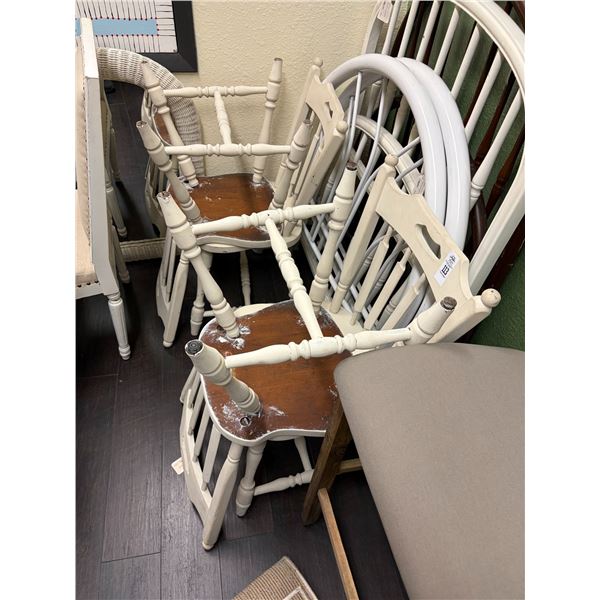 Vintage Bone Painted Dining Chairs 4,  4 Twin Headboards