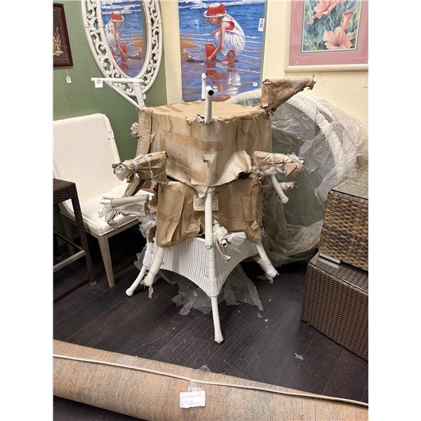 3-Wicker Trim Glass Top Patio Dining Tables - 3 X $
