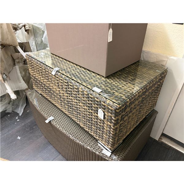 Wicker Base Glas Top Coffee Table