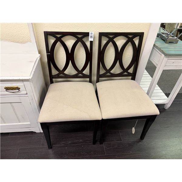 Beige Padded Black Decorators Chairs - Pair