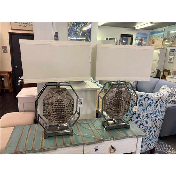 Decorator Alligator Skin Style Contemporary Lamps - Pair