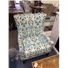 Image 3 : Decorator Blue/White Wingback Armchairs - Pair