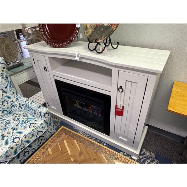 Bone Painted  5'  Fireplace Console Cabinet