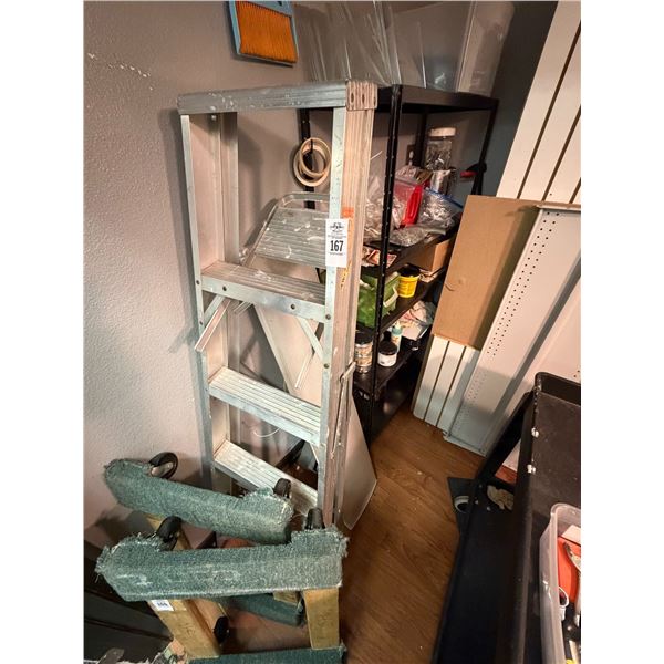 5'  Alum Step Ladder, Metal Storage Rack, Vacuum, Supplies In Closet