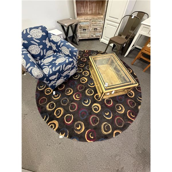 Black Contemporary Round Area Rug - Approx.  7' DIA