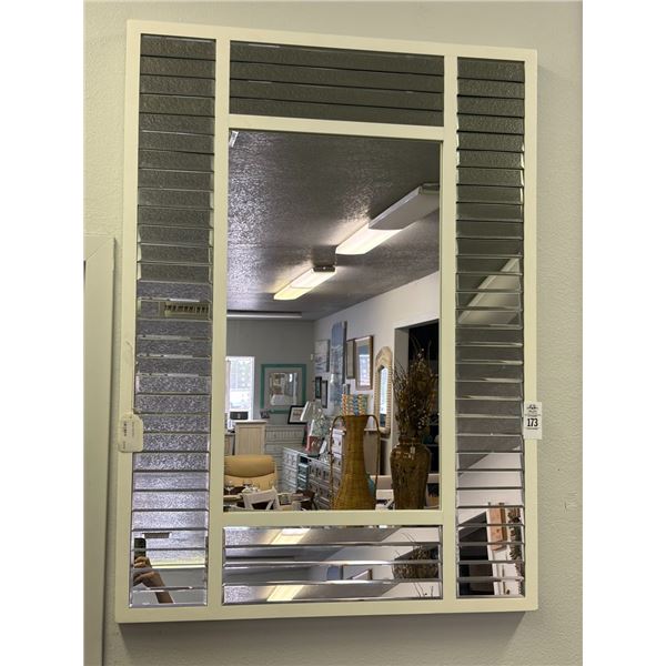 White Louvered Large Mirror - Approx.  30"  X  40"  - No Shipping