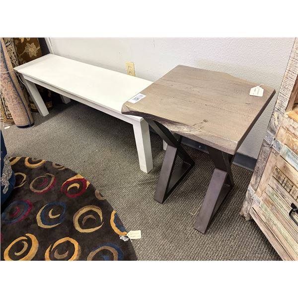Grey Painted Live Edge Small Table