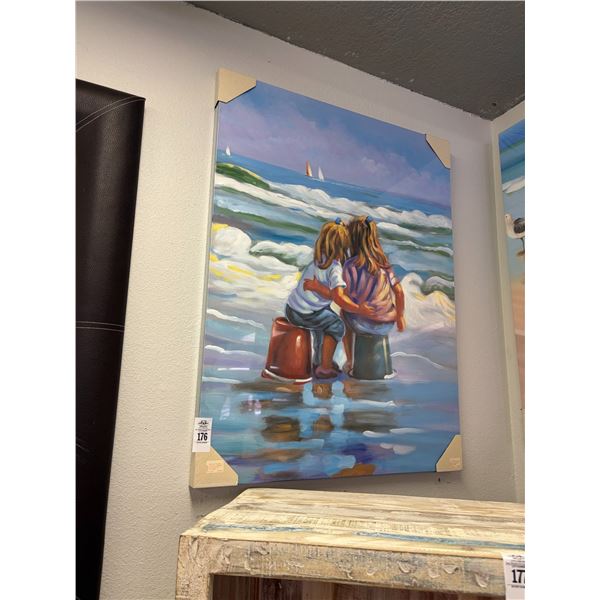 2-Framed Oil On Canvas  Child On Beach Wall Art - 2 X $