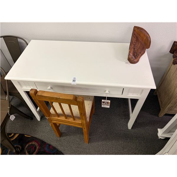 White Painted Desk w/Drawer and Chair