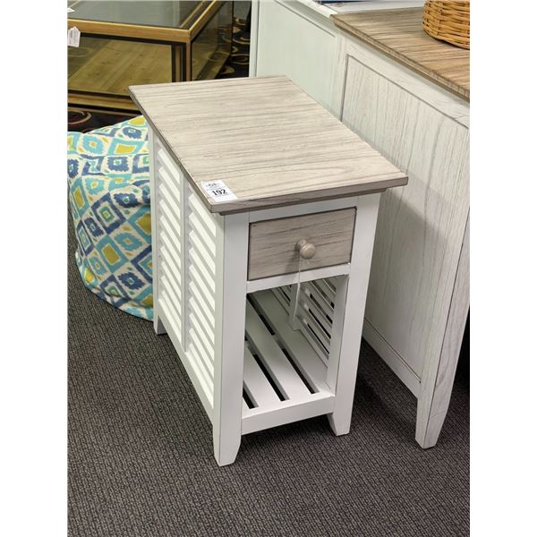 White/Grey Top Louvered Sided Small End Table