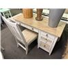 Image 2 : Distressed Knee Hole Desk w/Rope Pulls, Padded Chair