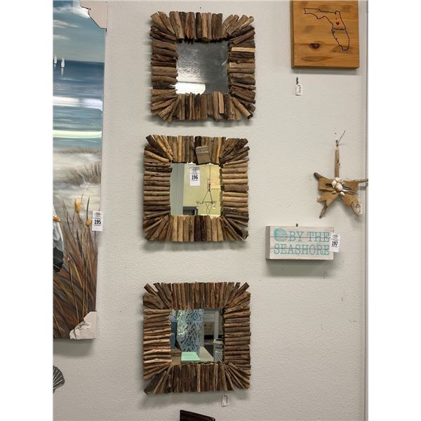 Stick Framed Mirrors Set - 3 -  No Shipping