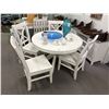 Image 1 : Distressed White Round Dining Table w/4 Chairs