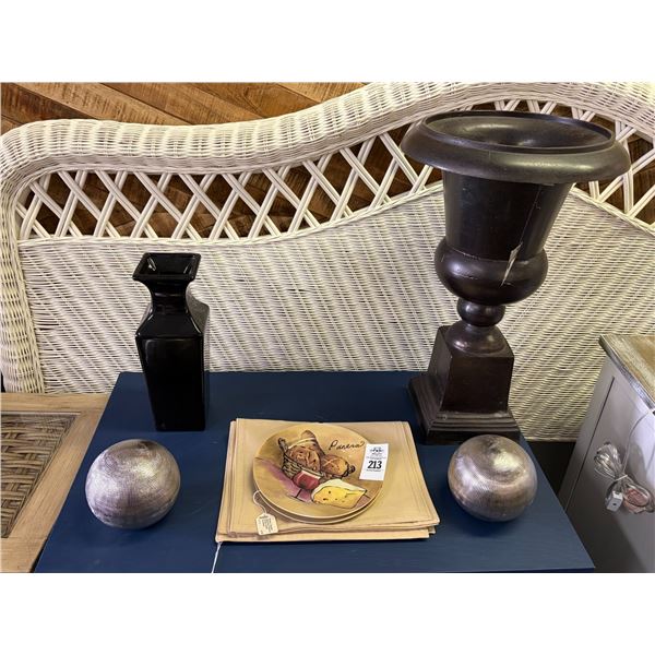 Decorator Vases, Spheres, Dish, Placemats