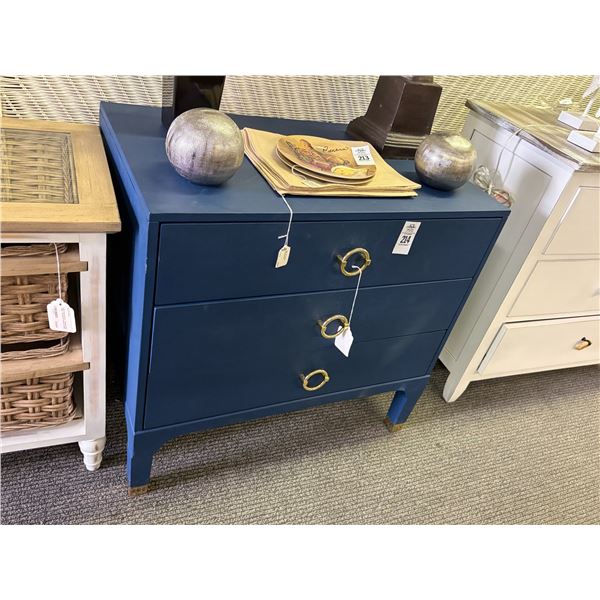 Navy Painted w/Brass Trim 3 Drawer Chest