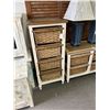 Image 2 : Distressed White Base Oak Top w/Wicker Inlay Basket Drawer Tables Set - 4 Pc.