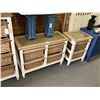 Image 3 : Distressed White Base Oak Top w/Wicker Inlay Basket Drawer Tables Set - 4 Pc.