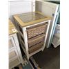 Image 4 : Distressed White Base Oak Top w/Wicker Inlay Basket Drawer Tables Set - 4 Pc.