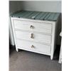Image 1 : Distressed White w/Blue Plank Top 3 Drawer Chest w/Rope Pulls