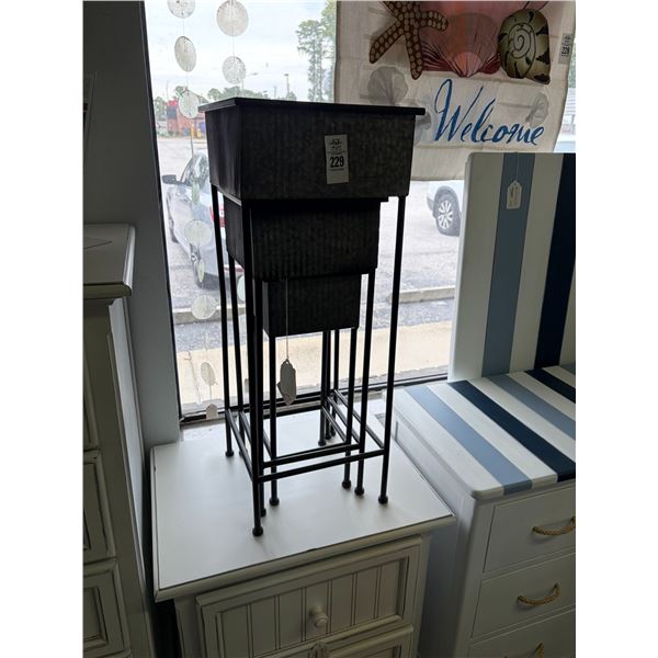 Iron Base Metal Top Nesting Tables Set - 3