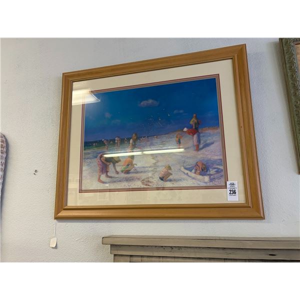 Framed Wall Art of Families on Beach - 24"  X  30"