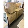 Image 3 : Distressed Oak Style Louver Door Dresser, Chest, 2 Nightstands, Headboard Set