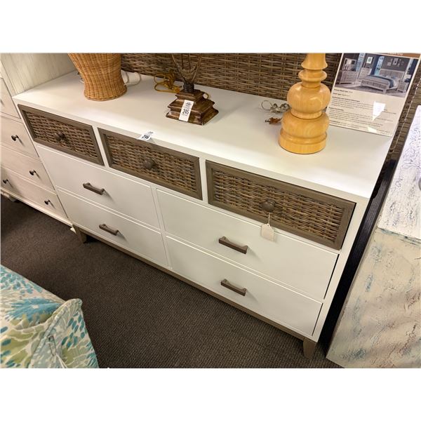 Kauai Bone w/Wicker Drawer  3/4 Chest w/Wicker Queen Headboard
