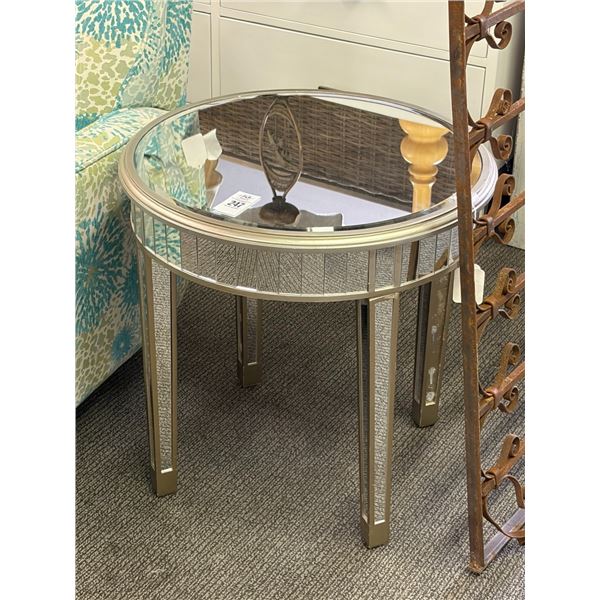 Decorator Round Mirror End Table