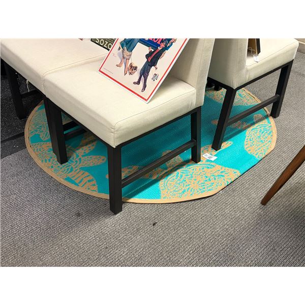 Turquoise Round Patio Area Rug - Approx.  5' D