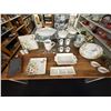 Image 2 : Large Lot Cookware, Floral Dishes, Dessert Dishes, Cut Boards on Table