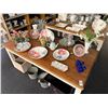 Image 1 : Large Lot of Floral Bowls, Potted Silks, Décor, Blue Birds on Table