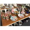 Image 3 : Large Lot of Floral Bowls, Potted Silks, Décor, Blue Birds on Table