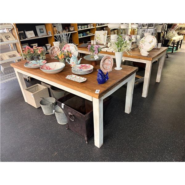 Distressed White/Oak Top Rectangular Dining Tables - 2
