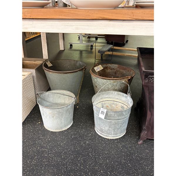 Vintage Style Galvanized Buckets - 4