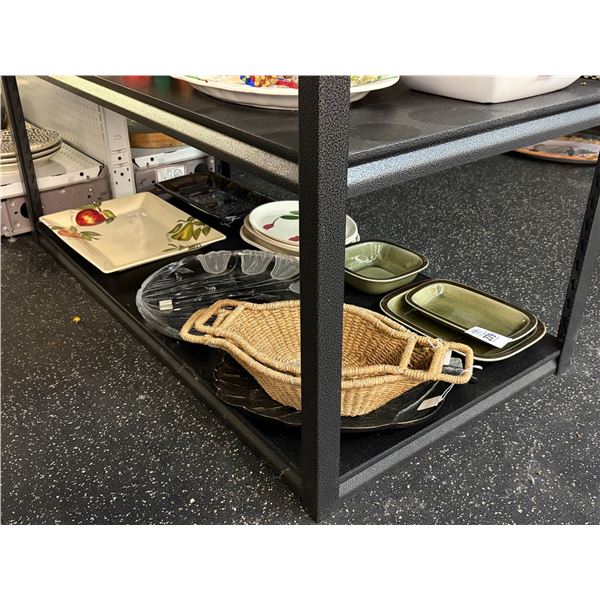 Shelf Lot Asst. Serving Platters, Baskets, Dishes