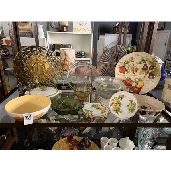 Ornate Dishes, Rooster Picture, Pressed Glass, Dishes, Glassware - 3 Shelves