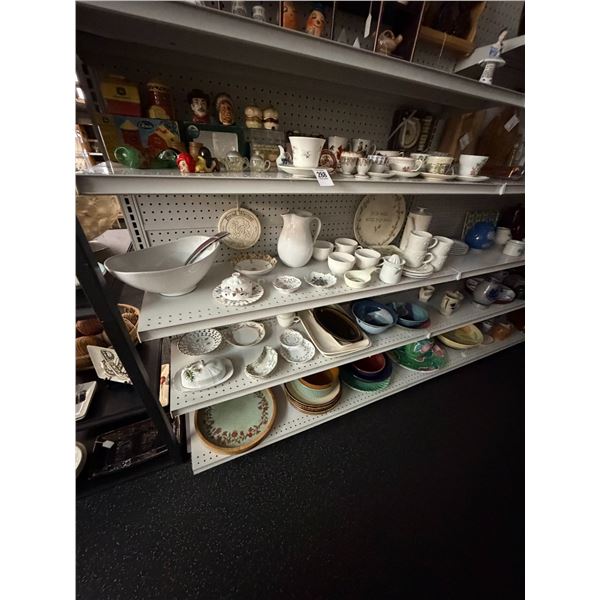 Asst. Cups, Saucers, Shakers, Bowls, Dishes - 4 Shelves