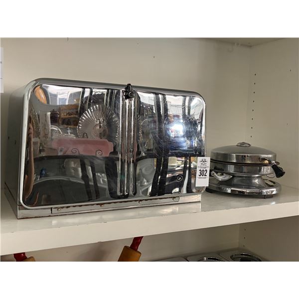Vintage Star Right Waffle Iron, Beauty Chrome Bread Box
